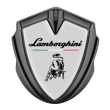 Lamborghini Domed Emblem Graphite Grey Fill Black Bull Italian Banner
