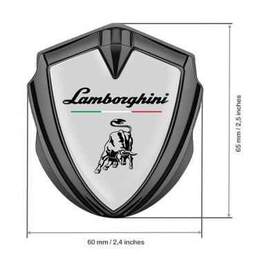 Lamborghini Domed Emblem Graphite Grey Fill Black Bull Italian Banner