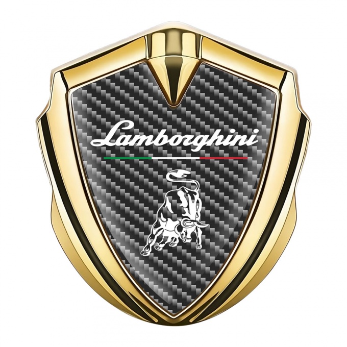 Lamborghini Emblem Ornament Gold Black Carbon White Logo Italian Flag