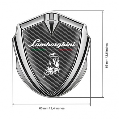 Lamborghini Emblem Ornament Silver Black Carbon White Logo Italian Flag