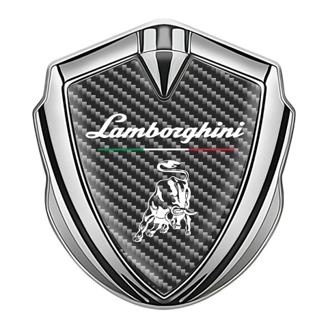 Lamborghini Emblem Ornament Silver Black Carbon White Logo Italian Flag
