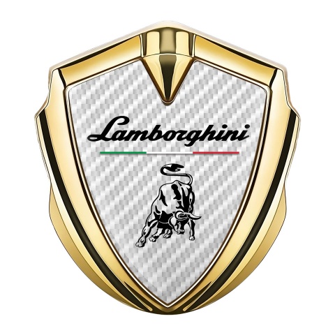 Lamborghini Bodyside Domed Emblem Gold White Carbon Black Logo
