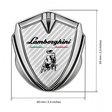 Lamborghini Bodyside Domed Emblem Silver White Carbon Black Logo