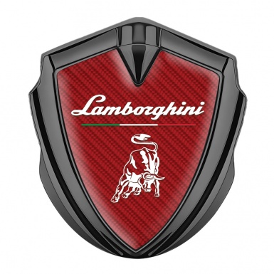 Lamborghini Emblem Car Badge Graphite Red Carbon Italian Motif Design