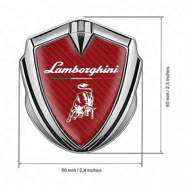 Lamborghini Emblem Car Badge Silver Red Carbon Italian Motif Design