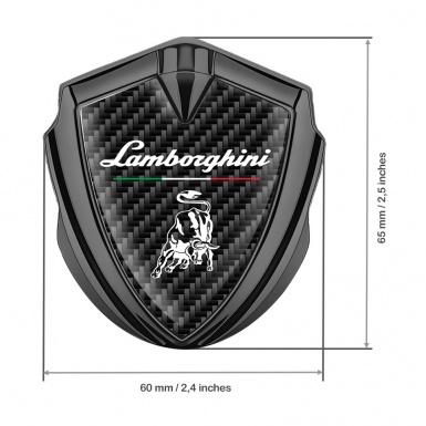 Lamborghini Metal Domed Emblem Graphite Dark Carbon Italian Flag Design
