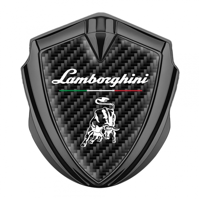 Lamborghini Metal Domed Emblem Graphite Dark Carbon Italian Flag Design