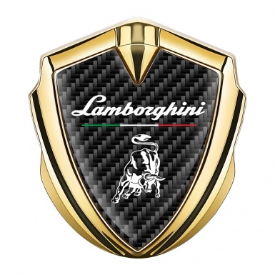 Lamborghini Metal Domed Emblem Gold Dark Carbon Italian Flag Design