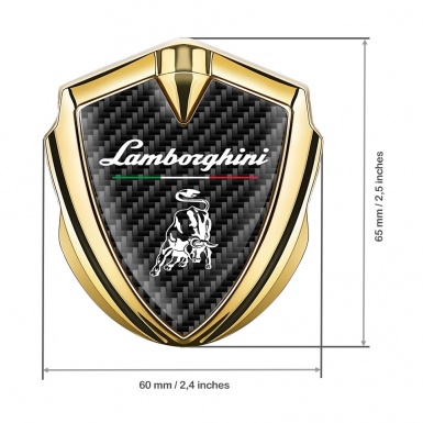 Lamborghini Metal Domed Emblem Gold Dark Carbon Italian Flag Design