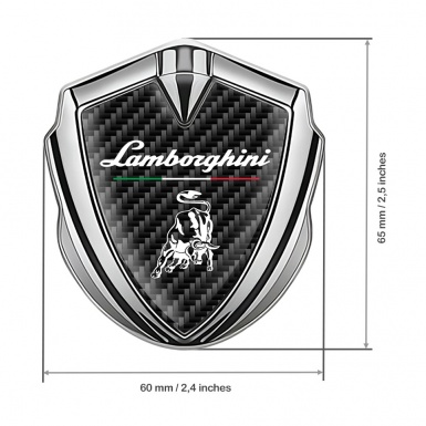 Lamborghini Metal Domed Emblem Silver Dark Carbon Italian Flag Design