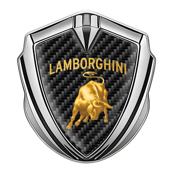 Lamborghini Badge Self Adhesive Silver Black Carbon Sunglow Logo Motif