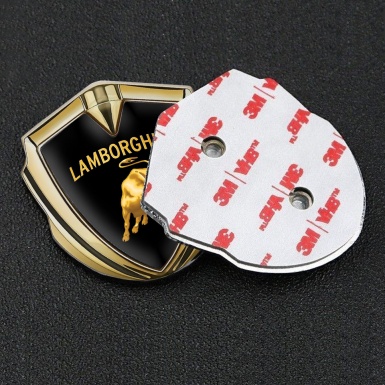 Lamborghini Emblem Badge Self Adhesive Gold Black Base Sunglow Logo
