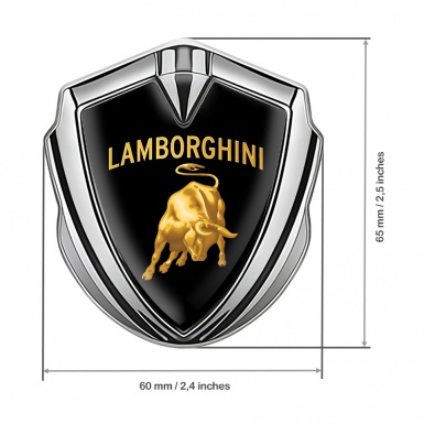 Lamborghini Emblem Badge Self Adhesive Silver Black Base Sunglow Logo