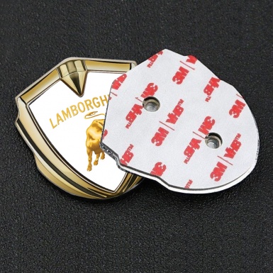 Lamborghini Emblem Fender Badge Gold White Base Sunglow Edition
