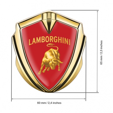 Lamborghini Metal Emblem Self Adhesive Gold Red Fill Sunglow Design