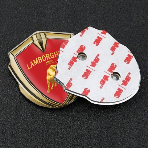 Lamborghini Metal Emblem Self Adhesive Gold Red Fill Sunglow Design