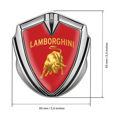 Lamborghini Metal Emblem Self Adhesive Silver Red Fill Sunglow Design