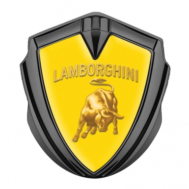 Lamborghini Fender Emblem Badge Graphite Yellow Base Sunglow Logo Motif