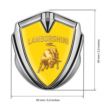 Lamborghini Fender Emblem Badge Silver Yellow Base Sunglow Logo Motif