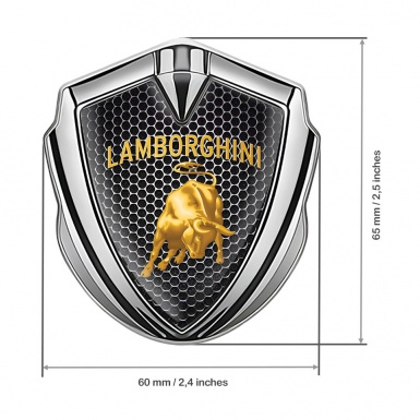 Lamborghini Emblem Badge Silver Steel Grate Sunglow Logo Edition