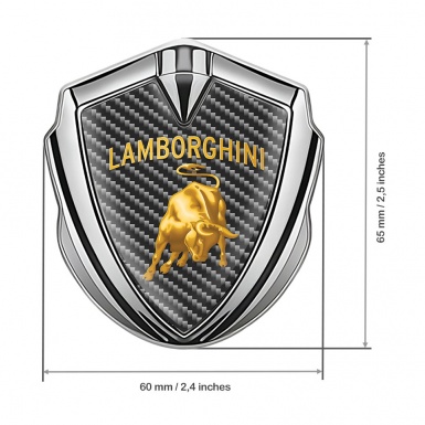 Lamborghini Domed Emblem Silver Dark Carbon Sunglow Logo Design
