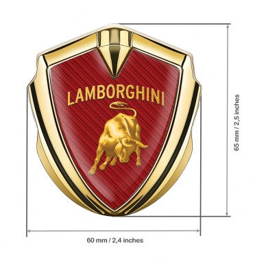 Lamborghini Bodyside Domed Emblem Gold Red Carbon Sunglow Logo