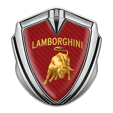 Lamborghini Bodyside Domed Emblem Silver Red Carbon Sunglow Logo