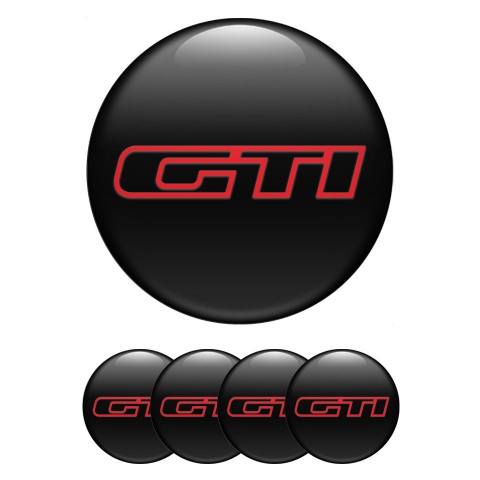 VW GTI Wheel Emblem for Center Caps Black Base Red Outline Logo