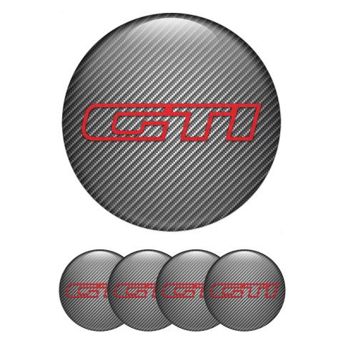 VW GTI Emblems for Center Wheel Caps Carbon Fiber Red Outline Design