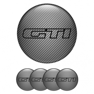 VW GTI Emblem for Wheel Center Caps Carbon Fiber Black Outline Motif