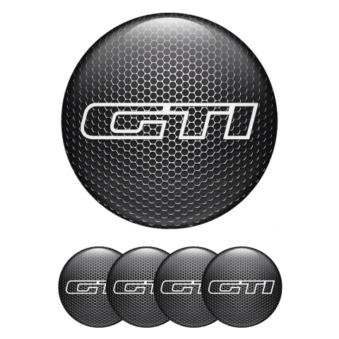 VW GTI Emblem for Wheel Center Caps Metallic Effect White Logo