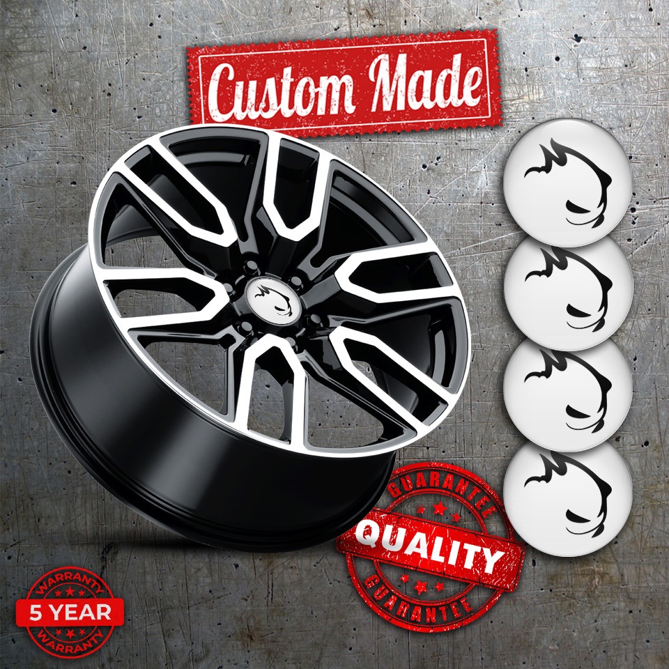 VW GTI Center Wheel Caps Stickers White Base Black Monster Edition ...