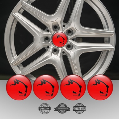VW GTI Emblem for Center Wheel Caps Red Base Black Monster Design