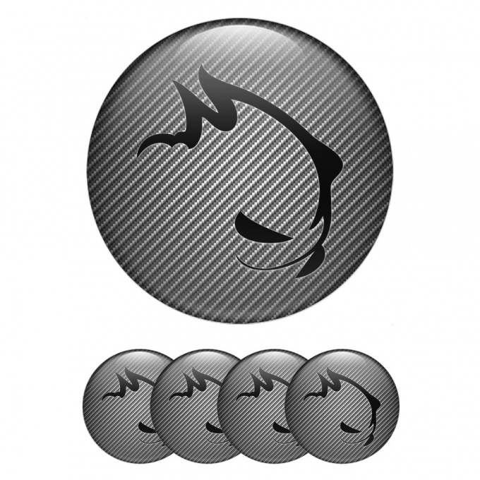 VW GTI Center Caps Wheel Emblem Carbon Effect Black Monster Logo