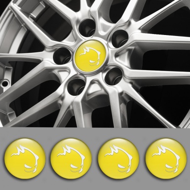 VW GTI Emblem for Center Wheel Caps Yellow Base White Monster Design