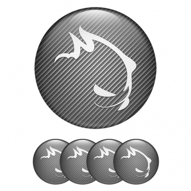 VW GTI Emblems for Center Wheel Caps Carbon Effect White Monster Logo