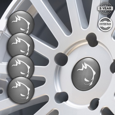 VW GTI Emblems for Center Wheel Caps Carbon Effect White Monster Logo