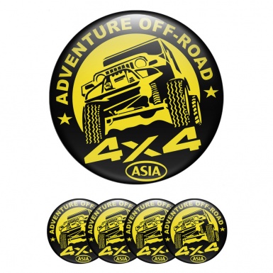 OFFROAD Emblem for Wheel Center Caps Black Base Yellow Adventure Theme