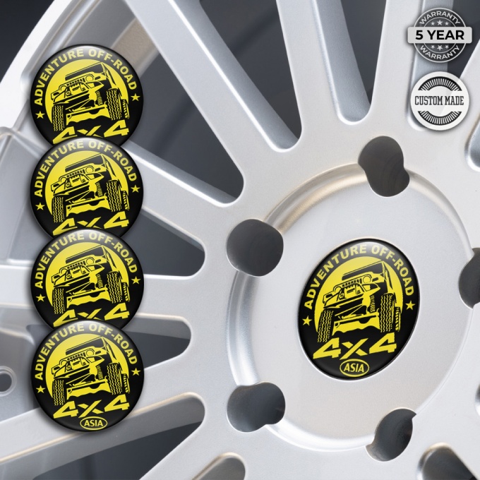OFFROAD Emblem for Wheel Center Caps Black Base Yellow Adventure Theme ...