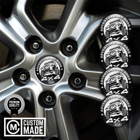 OFFROAD Emblems for Center Wheel Caps White Fill Black Adventure Theme