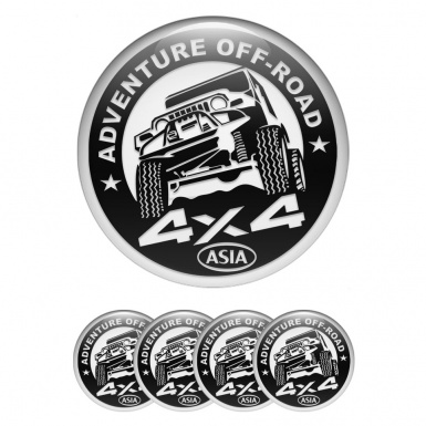 OFFROAD Stickers for Wheels Center Caps White Ring Black Adventure Motif