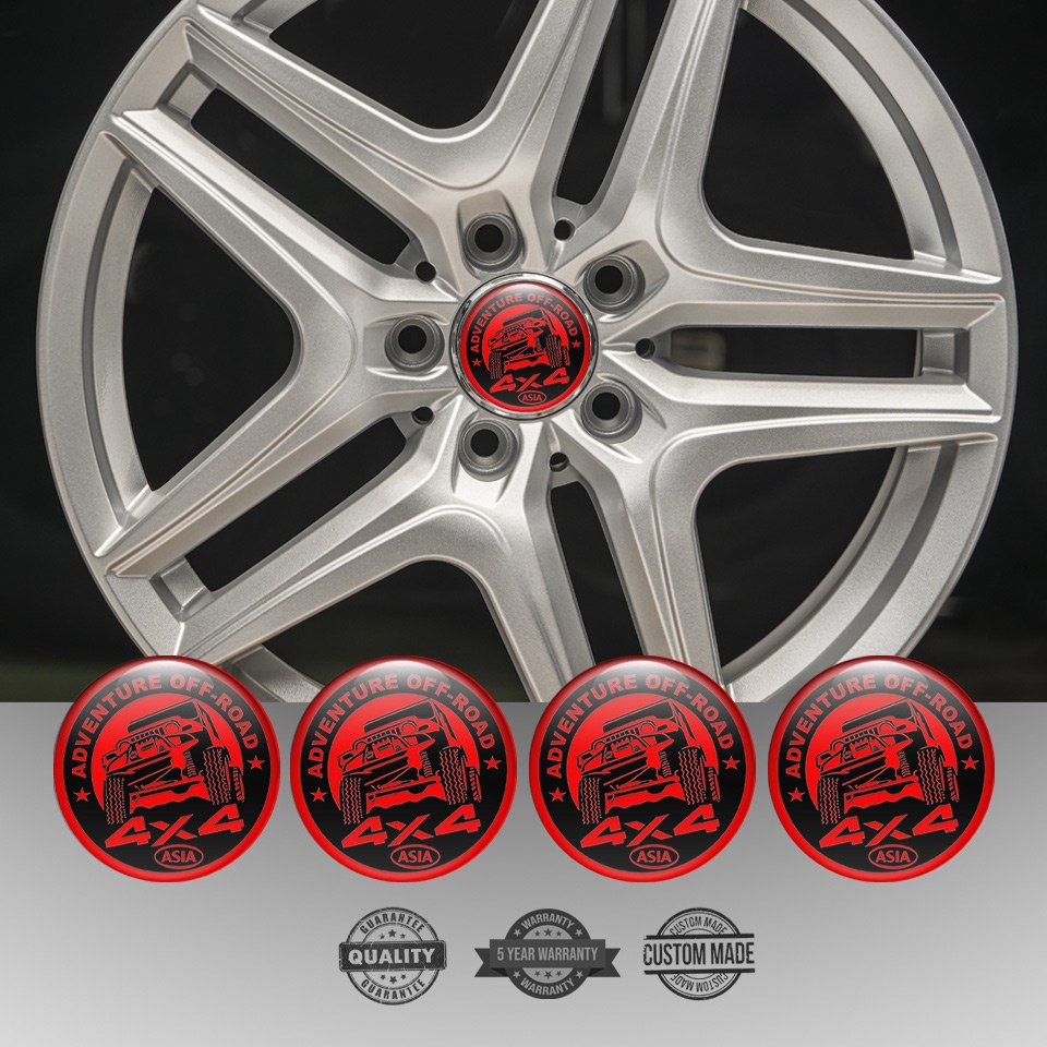 OFFROAD Emblem for Wheel Center Caps Red Ring Black Adventure Design ...