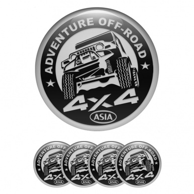 OFFROAD Emblems for Center Wheel Caps Grey Ring Black Adventure Logo