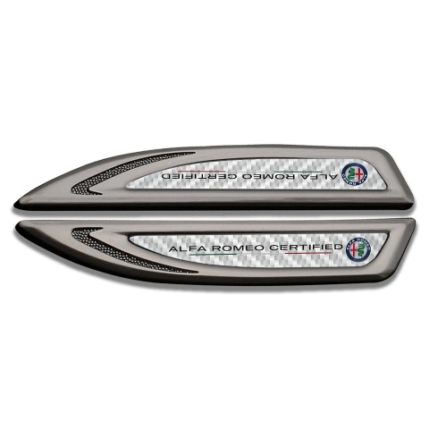 Alfa Romeo Fender Metal Emblem Graphite White Carbon Certified Color Logo