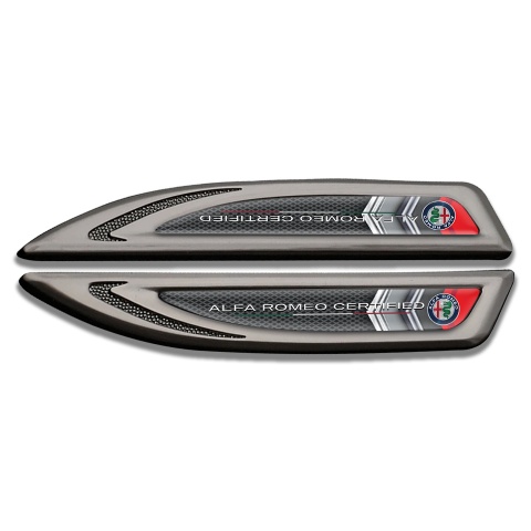 Alfa Romeo Fender Emblem Badge Graphite Dark Fishnet Chrome Red Element 