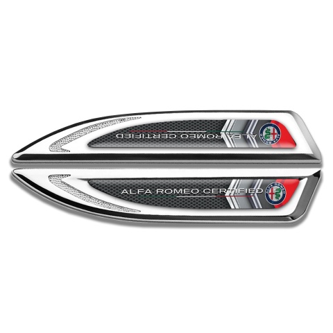 Alfa Romeo Fender Emblem Badge Silver Dark Fishnet Chrome Red Element 