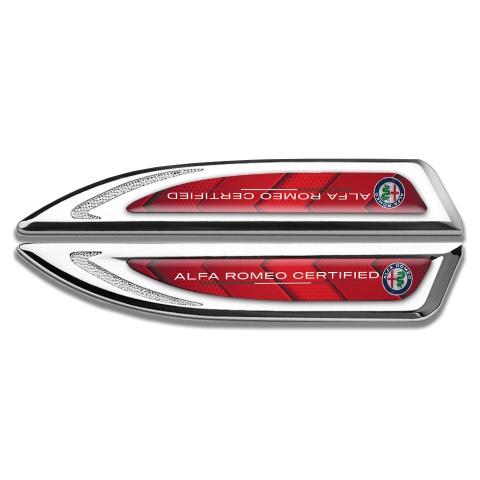 Alfa Romeo Fender Badge Self Adhesive Silver Red Fragments Color Edition