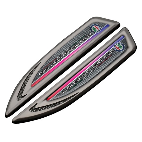 Alfa Romeo Fender Metal Badge Graphite Light Carbon Multicolor Stripe Design