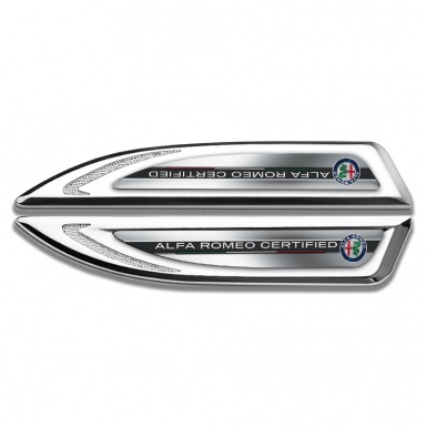 Alfa Romeo Fender Badge Self Adhesive Silver Gradient Stripes Color Logo