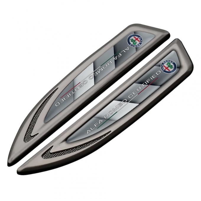 Alfa Romeo Emblem Fender Badge Graphite Grey Segments Classic Logo Motif